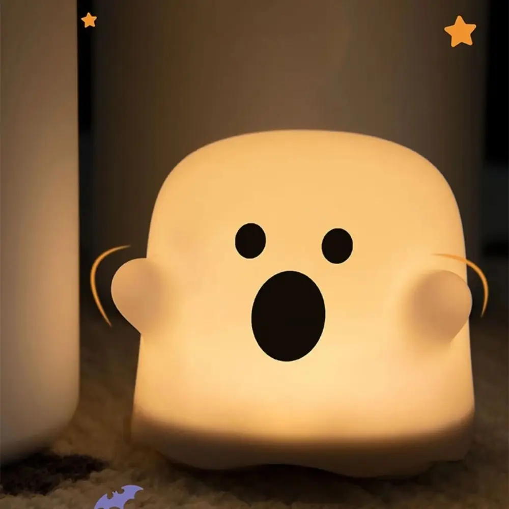 Touch Sensor Silicone LED Night Light Cute Creative Atmosphere Table Lamp Funny USB Rechargeable Ghost Cute Bedside Lamp Bedroom
