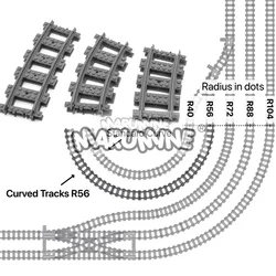 MOC City Bricks Train Flexible Construction Parts Railway Curve Track Building Blocks Model Accessories Compatible with 53401