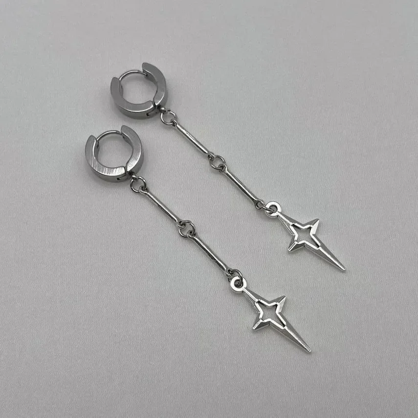 Gothic Jewelry Cross Star Drop Earrings Punk Charms Stitching Rivet Earrings for Women Korean Fashion Accessories