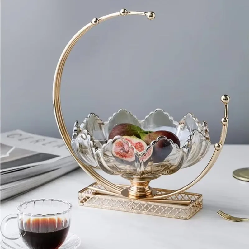 Light luxury new Chinese European glass dried fruit plate household living room coffee table storage snack decoration