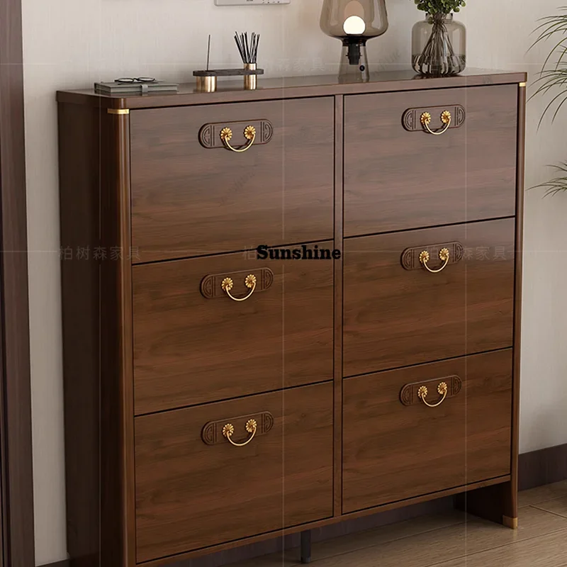 

Wooden Slippers Shoe Cabinet Organizer Storage Mobile Living Room Display Luxury Shoe Shelf Gabinete Hotel Furniture FT