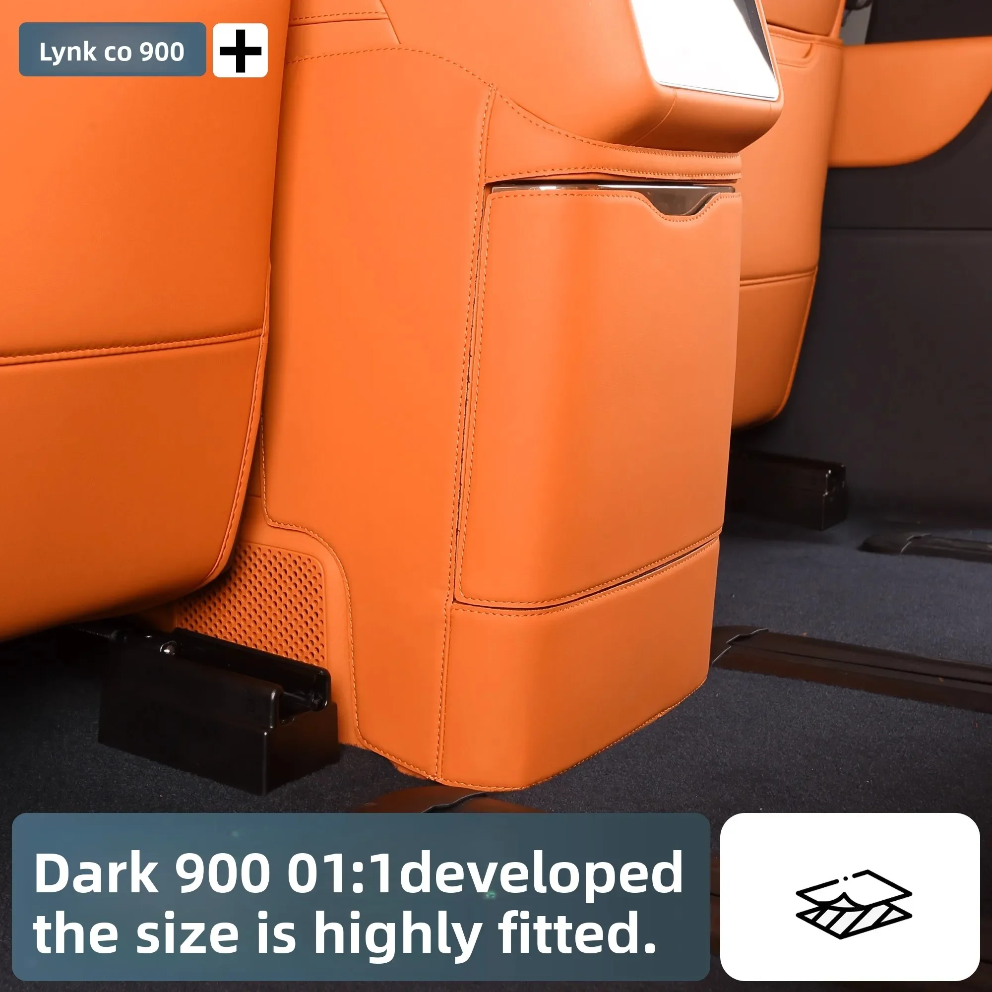 For Lynk Co 900 2025 Refrigerator Anti Kick Pad with Garbage Leather Wrapped Second Row Refrigerator Protective Cover