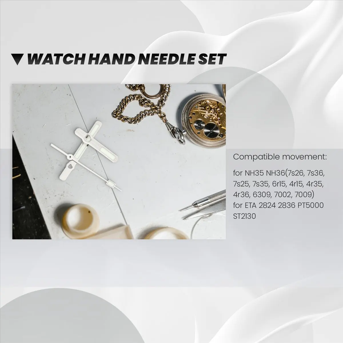 HITL 62MAS Solid Watch Hands Fit NH35 NH36 ETA2824 2836 ST2130 Movement Japan C3 Super Green Three-Dimensional
