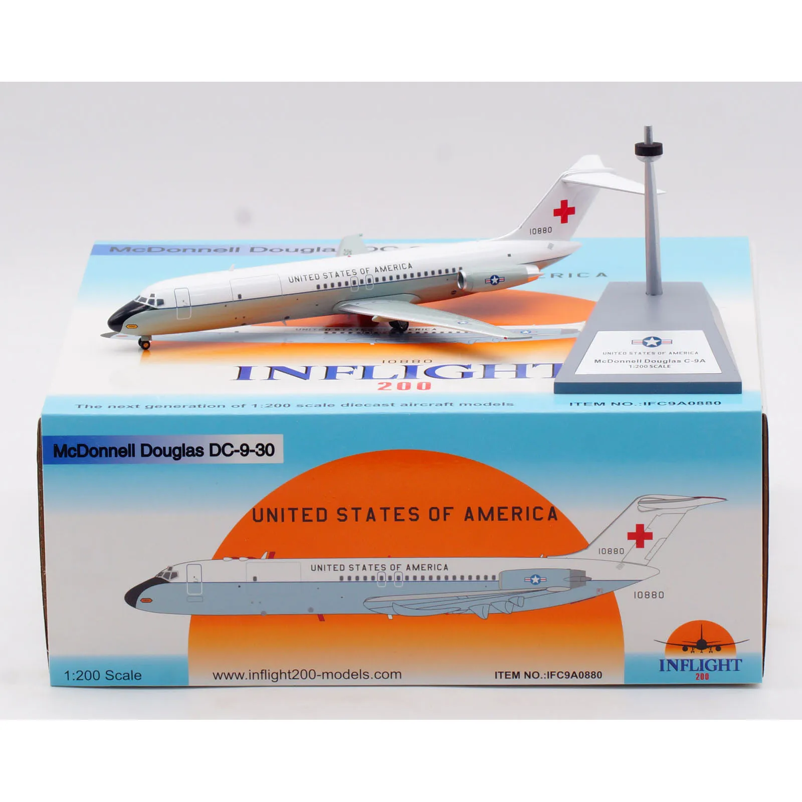 IFC9A0880 Alloy Collectible Plane Gift INFLIGHT 1:200 US Air Force McDONNELL Douglas C-9A Diecast Aircraft Jet Model 71-0880