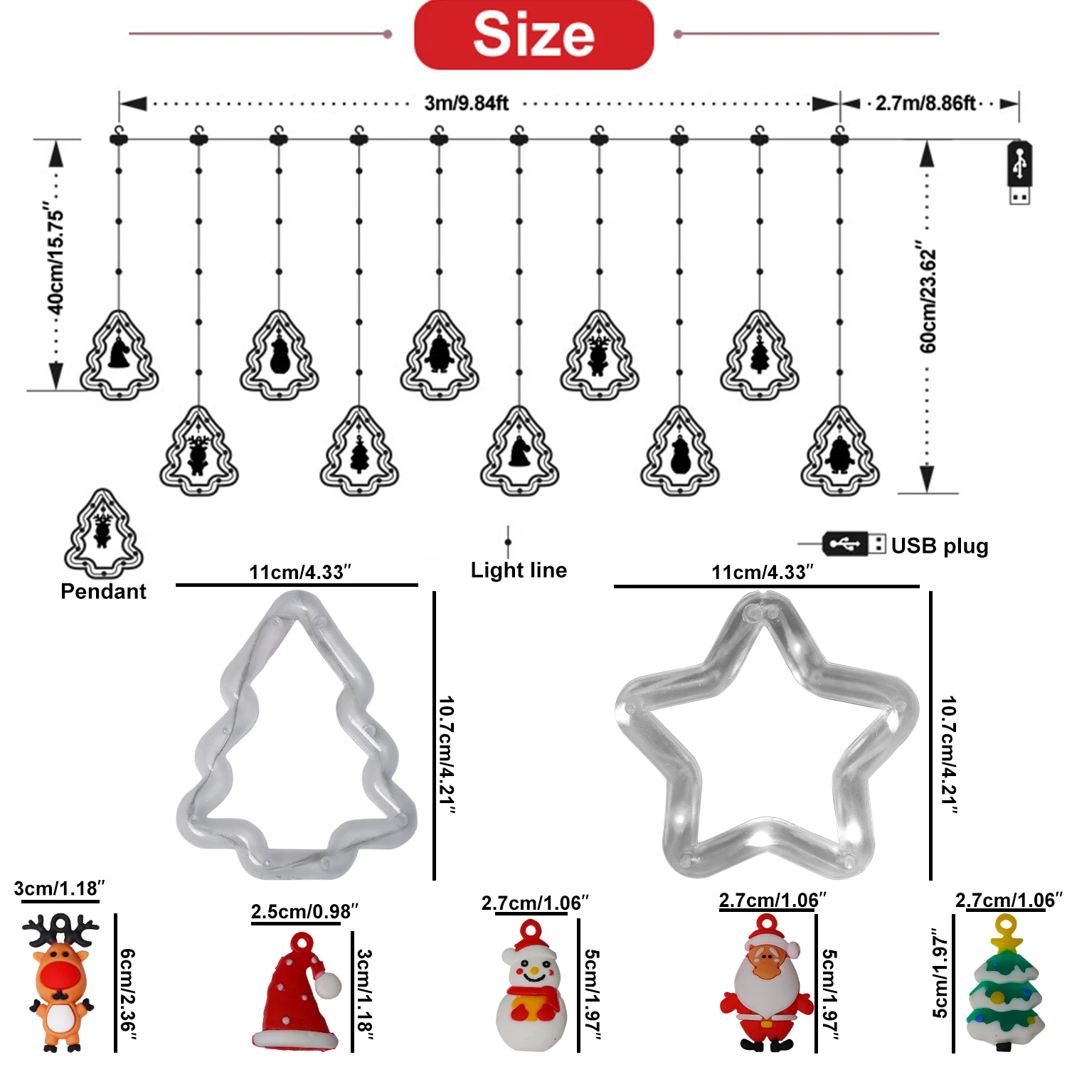 3M LED عيد الميلاد سلسلة أضواء USB بالطاقة سانتا كلوز ستار الثلج الستار الجنية أضواء مع البعيد 8 طرق عيد الميلاد ديكور الحفلات