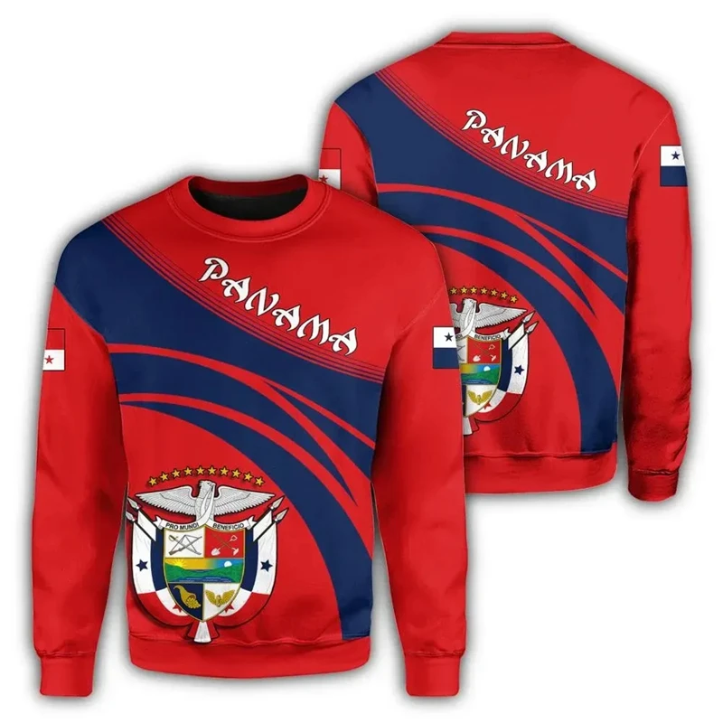 بنما العلم شعار نمط رجل بلوزات الخريف تصميم جديد عادية كم طويل الرجال النساء البلوز Crewneck رياضة القمم رياضية