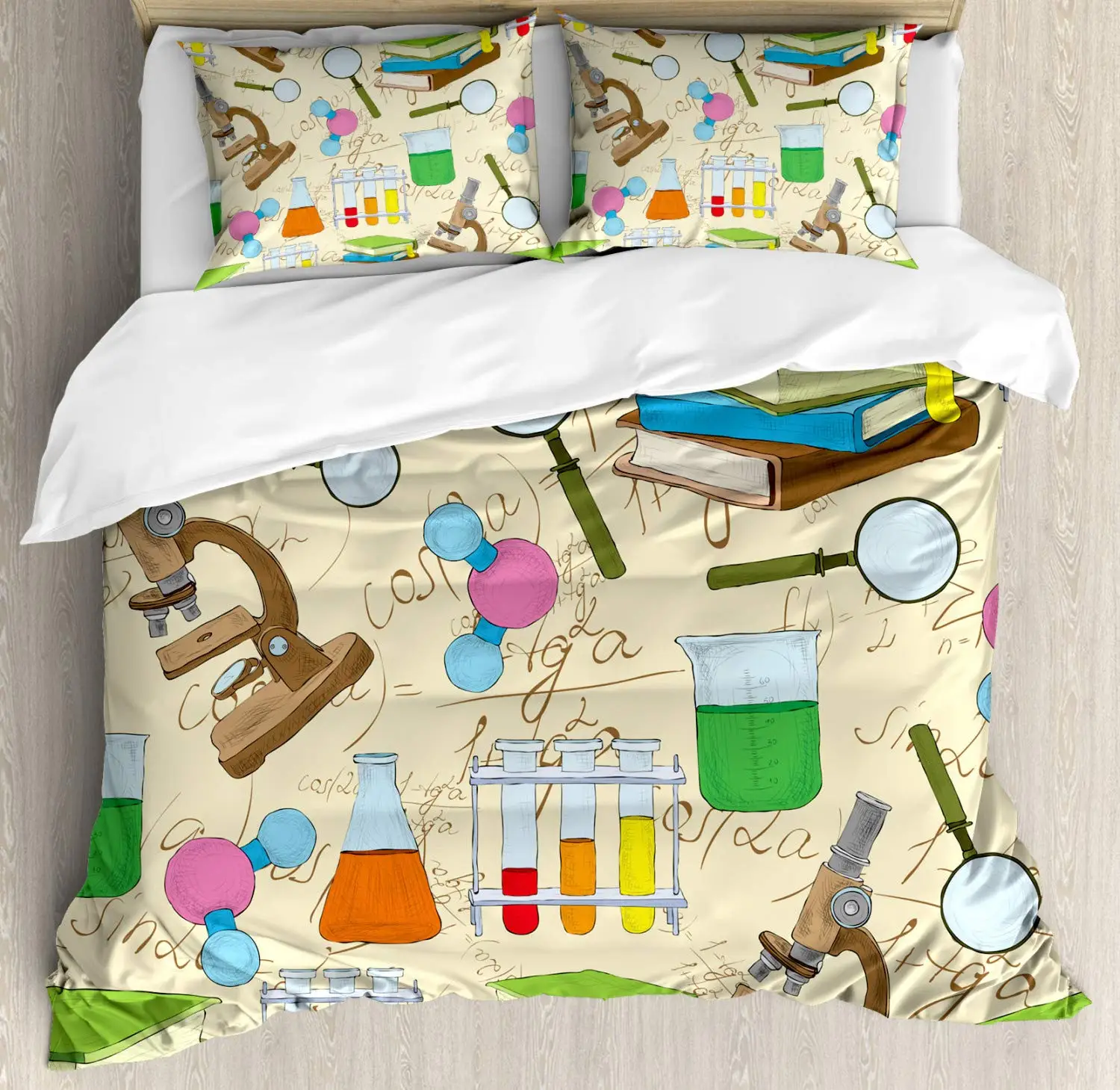 Science Duvet Cover King DNA Bases Chemistry Biotechnology Bedding Set Educational College Dorm Room Soft Polyester Quilt Cover