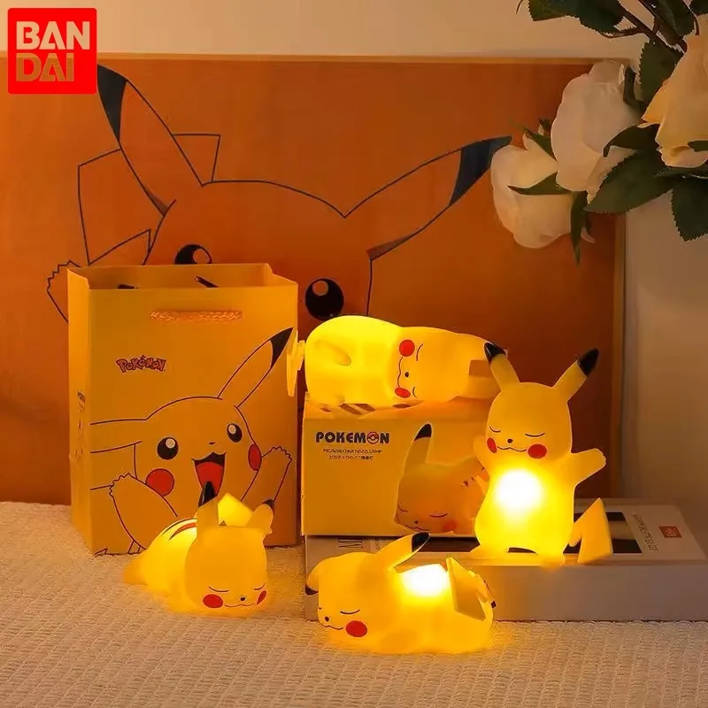 BANDAI Pokemon Pikachu Night Light Soft Light Bedroom Bedside LED Light Room Decoration Anime Peripheral Kids Toy Cute Gift