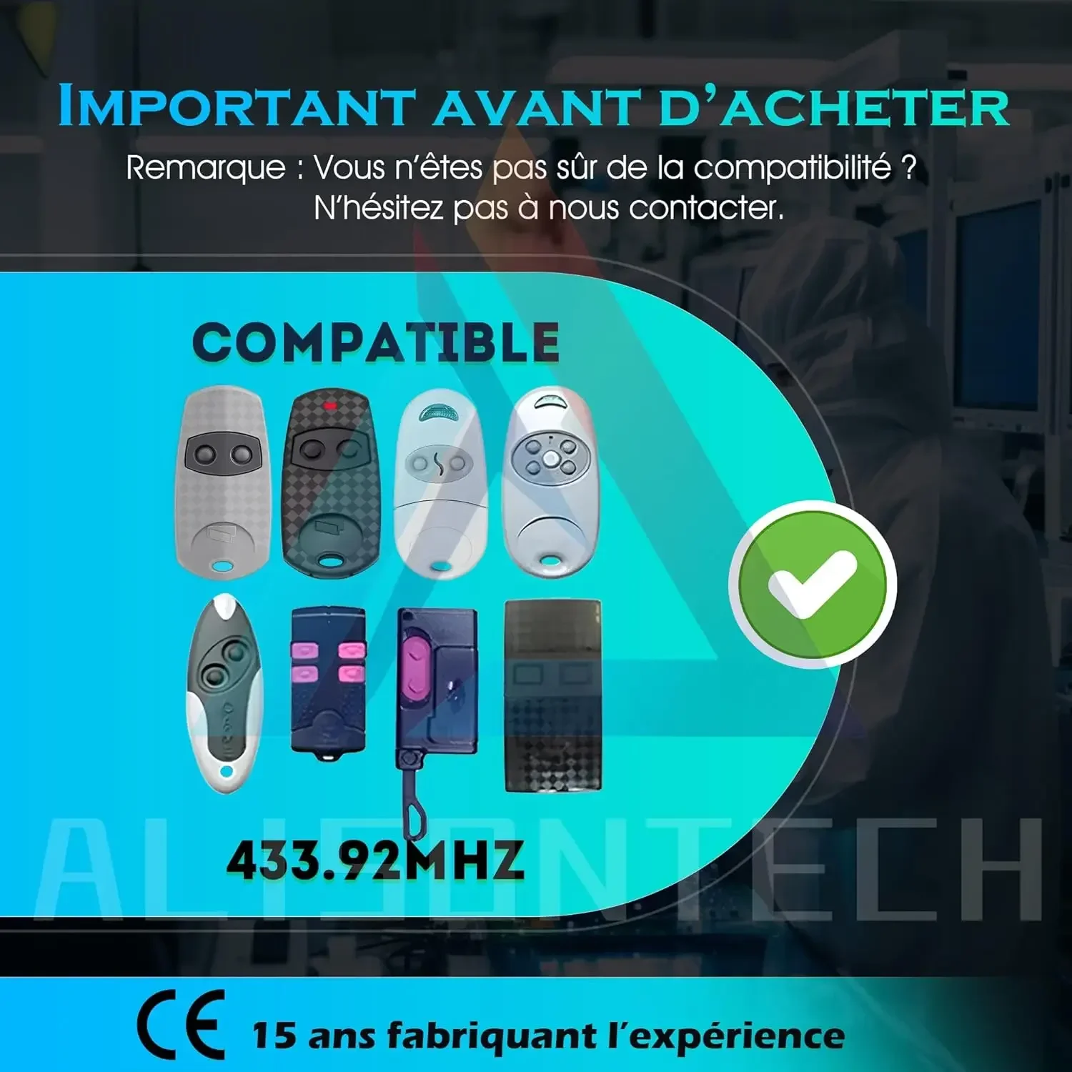 2 xTOP432-EV TELEcommande Motorisation Portail Porte de Garage 433,92 MHz 2 Canaux Garantie de 3 Ans