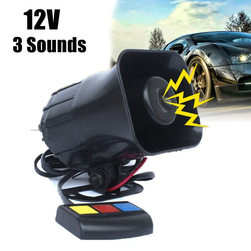 12V 3 Tone Sound Loud Car Horn Emergency Whistle Loud Speaker Siren Horn for Cars Vans Trucks Vehicle Motorcycles 35W