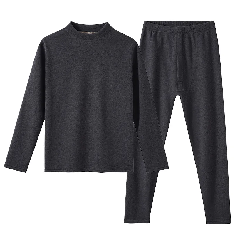 Conjunto de ropa interior térmica de lana de camello para hombre, Calzoncillos largos de invierno gruesos con forro polar y cuello medio, protección contra el frío para exteriores