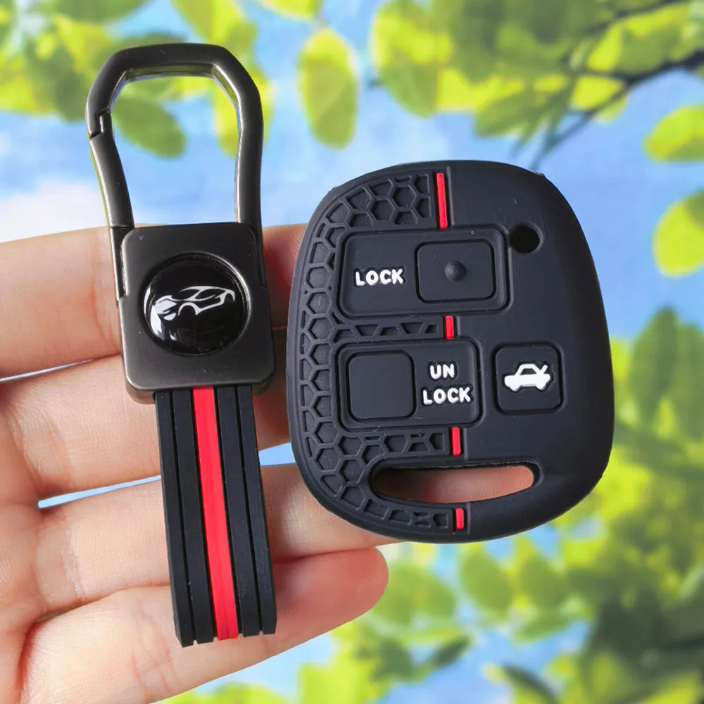 Keychain Silicone Car Key Cover Case For Toyota Avensis Camry Corolla For Lexus 3 Buttons Remote Key Jacket Fob Case Car styling