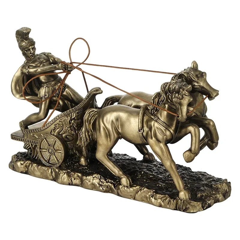 

1Pcs Roman Cavalry Knight Retro Resin Sculpture Ancient Warrior Statue on Horseback Classic Home Office Desk Decoration History
