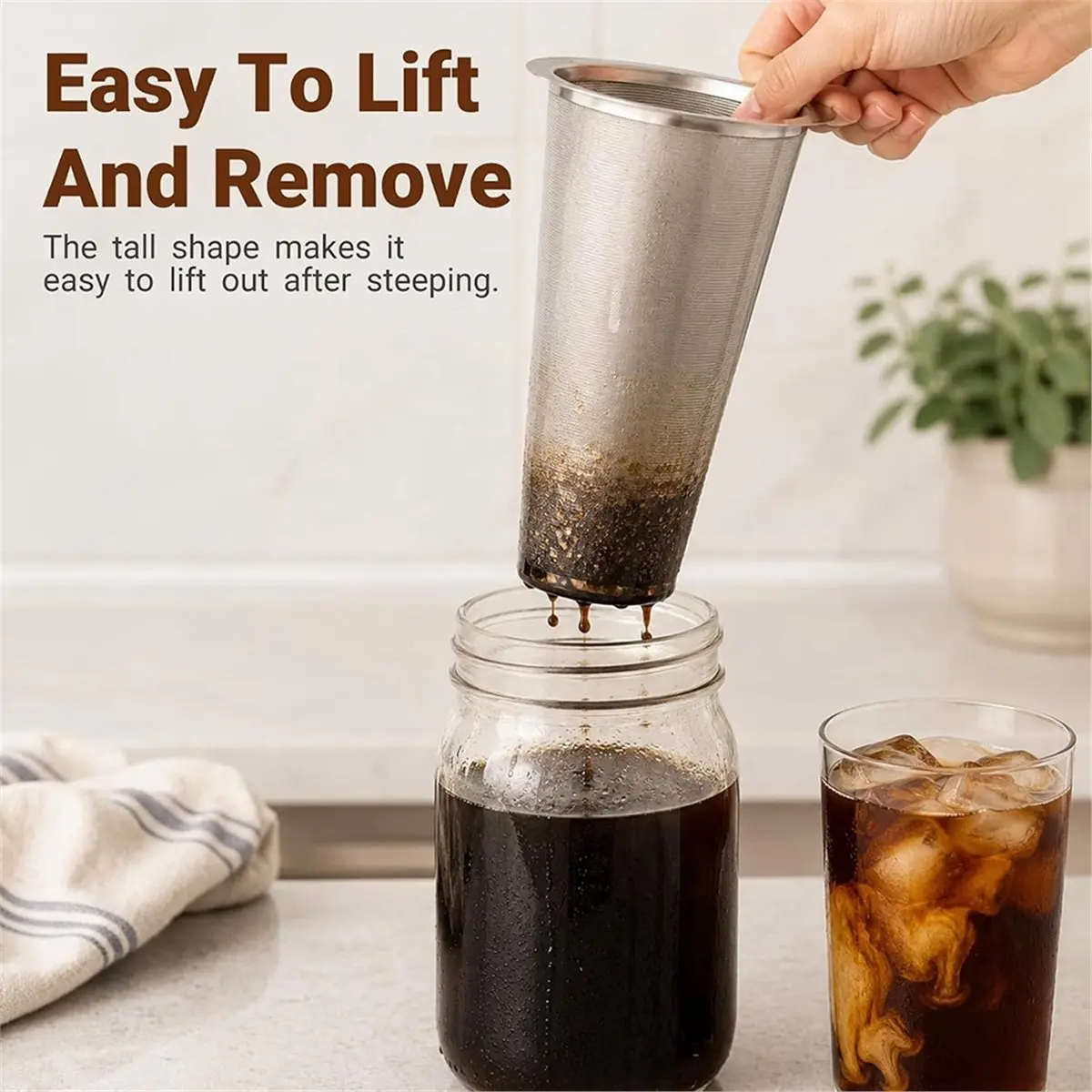 Cold Brew Coffee Filter for 64 OZ Wide Mouth Jar Strainer for Cold Brew Tea and Fruit Infused Water