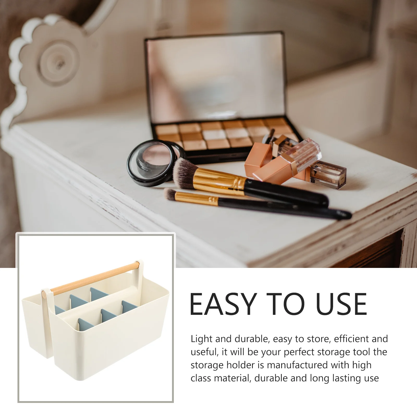 

Portable Storage Box Desktop Organizer Box Home Storage Case Durable Makeup Brush Holder Bathroom Vanity Organizer