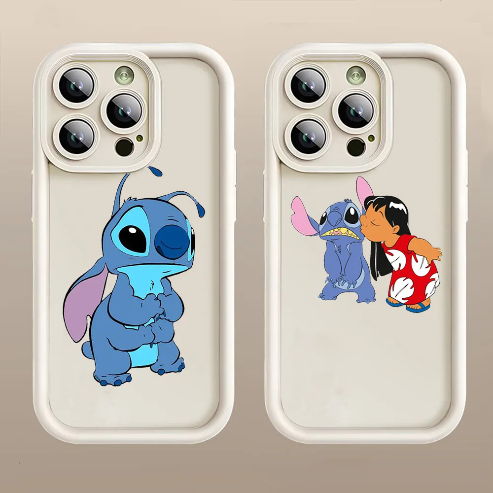 Y-16 Stitch and Lilo White Case for OPPO Find X3 Reno 10 8 Pro Plus 8T A98 A77s A77 A60 A58 A17 A17K A16 A16k A76 A73 5G