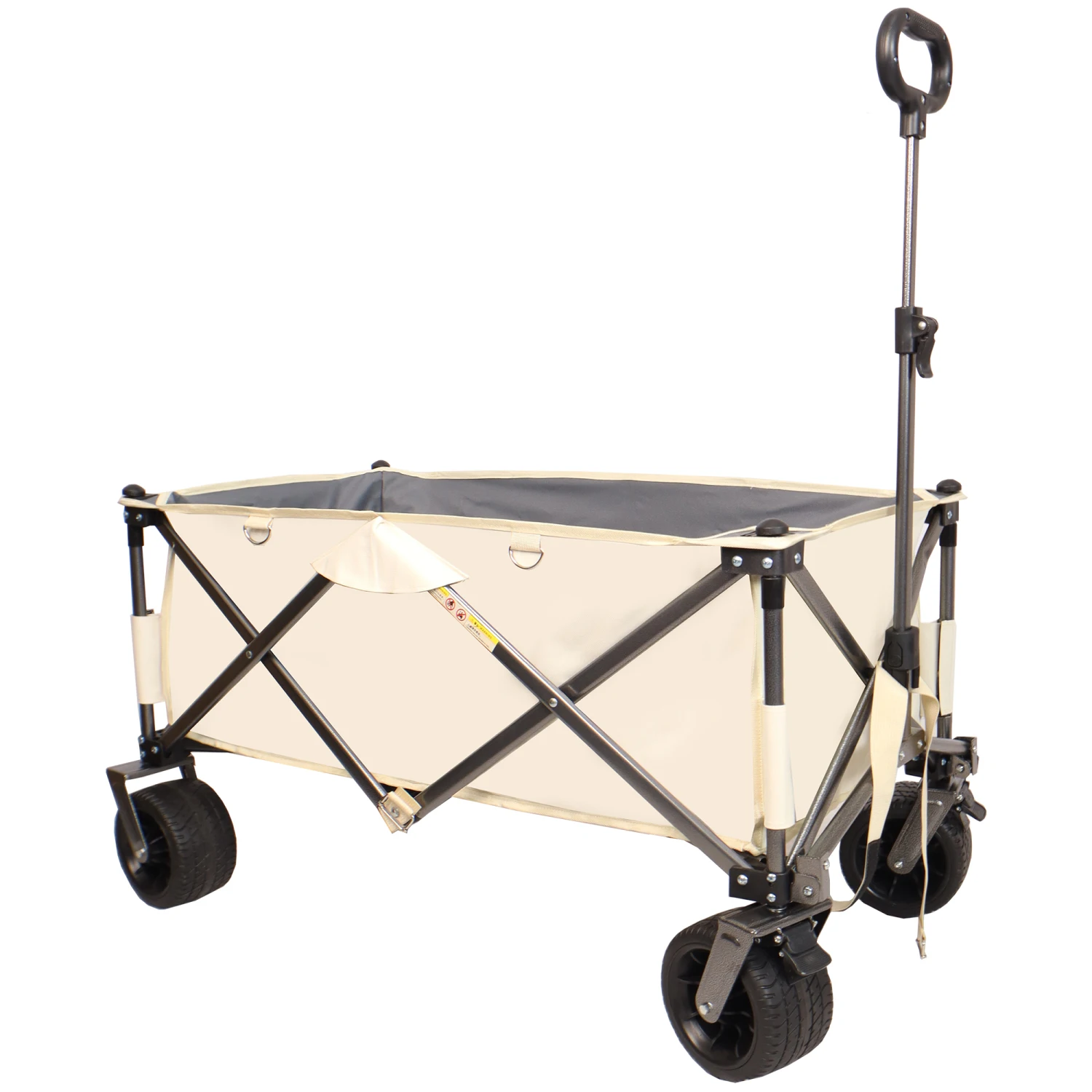 

Folding Wagon, Heavy Duty Utility Beach Wagon Cart for Sand with Big Wheels, Adjustable Handle&Drink Holders for Shopping, Campi