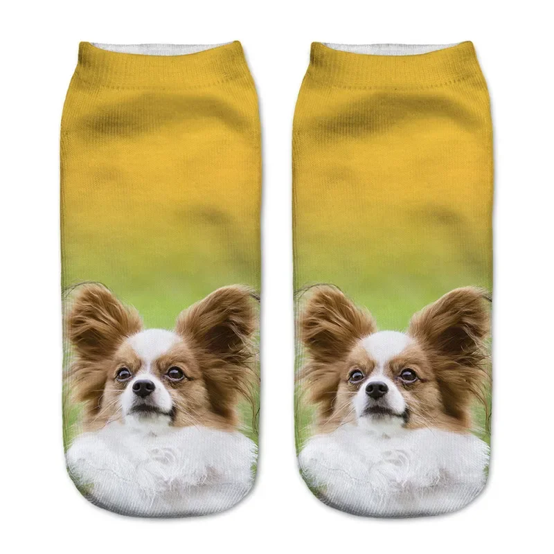 Hot Sale 3D Digital Printed Chow Dog Women Socks Unisex Fashion Cute Short Sock Women Low Anklet Print Cute Dog Sock 2022