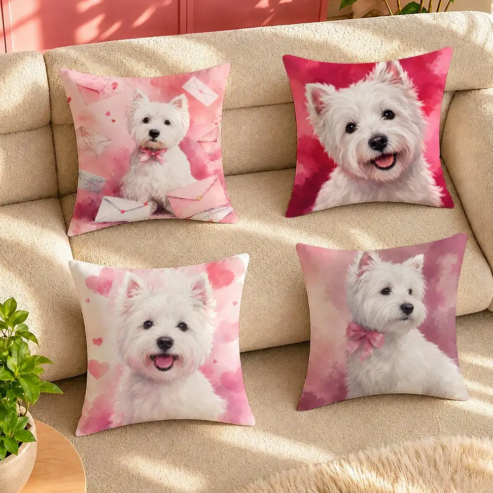 West Highland White Terrier Cushion Cover Pillow Cover Decorative Throw Couch Home Decor for Living Room Sofa