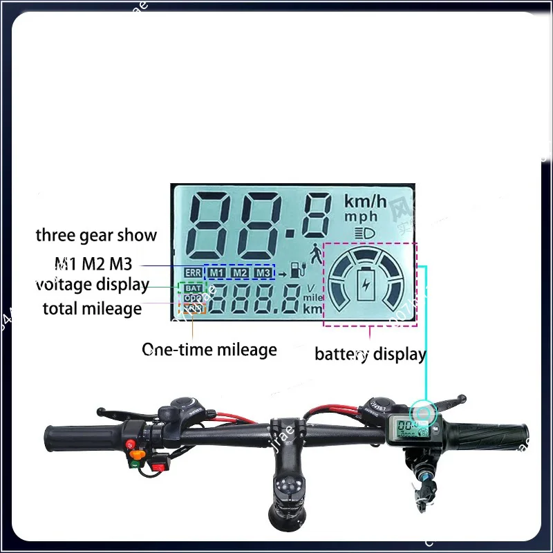 24V 36V 48V Twist Throttle Accelerator With LCD Display Key Twist Grip For Electric Scooter Ebike Replacement Parts