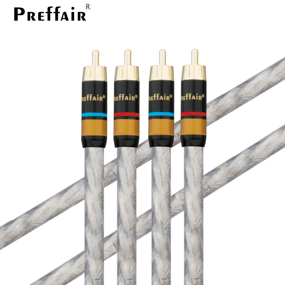Pair High Quality HiFi OFC Audio Cables RCA Silver-plated Cables Interconnect Wires with Gold-plated RCA Plug, Amplifier Lines