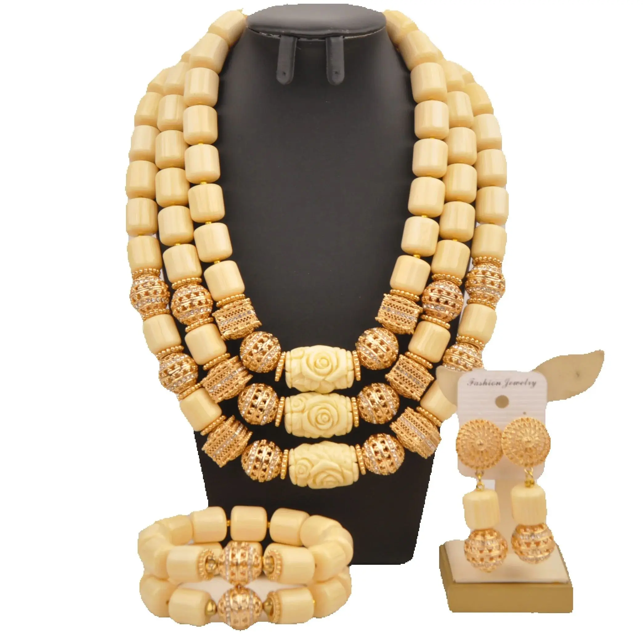 Fashion Women Necklace White Artificial Coral Beads Jewelry Sets