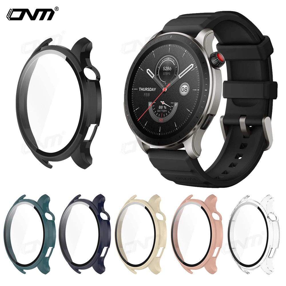 Screen Protector Case for Amazfit GTR4 GTR 4 Full Coverage Bumper Protection + 9H Premium Tempered Glass Case Cover Accessories