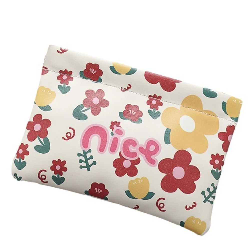 High Quality Automatic Closing Mini Cosmetic Bag Cartoon Pattern Soft Pu Leather Lipstick Bags Portable Makeup Pouch