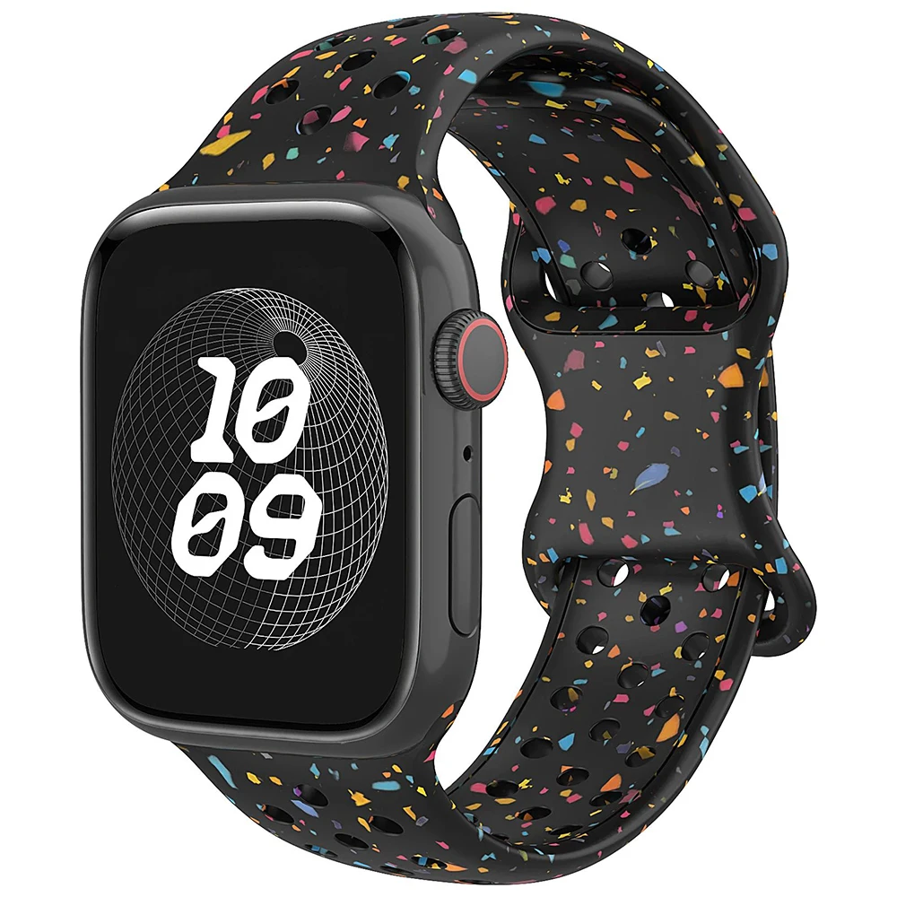 

Силиконовый ремешок для Apple Watch Band Ultra 2 49 мм 46 мм 45 мм 38 мм 42 мм 44 мм 40 мм Спортивный браслет для iWatch Series 10 9 8 7 6 SE 5