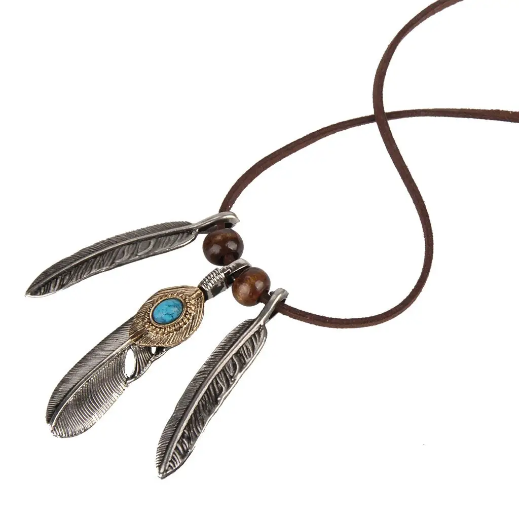 Blesiya Angel Feathers Charms Tribal Boho Pendant Chain Rope