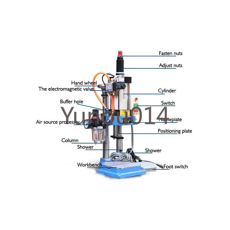 220V New 800kg Single Column Type Pneumatic Press Machine 26*26cm Type Punch Machine Press 2 Buttons Controller Puncher Press