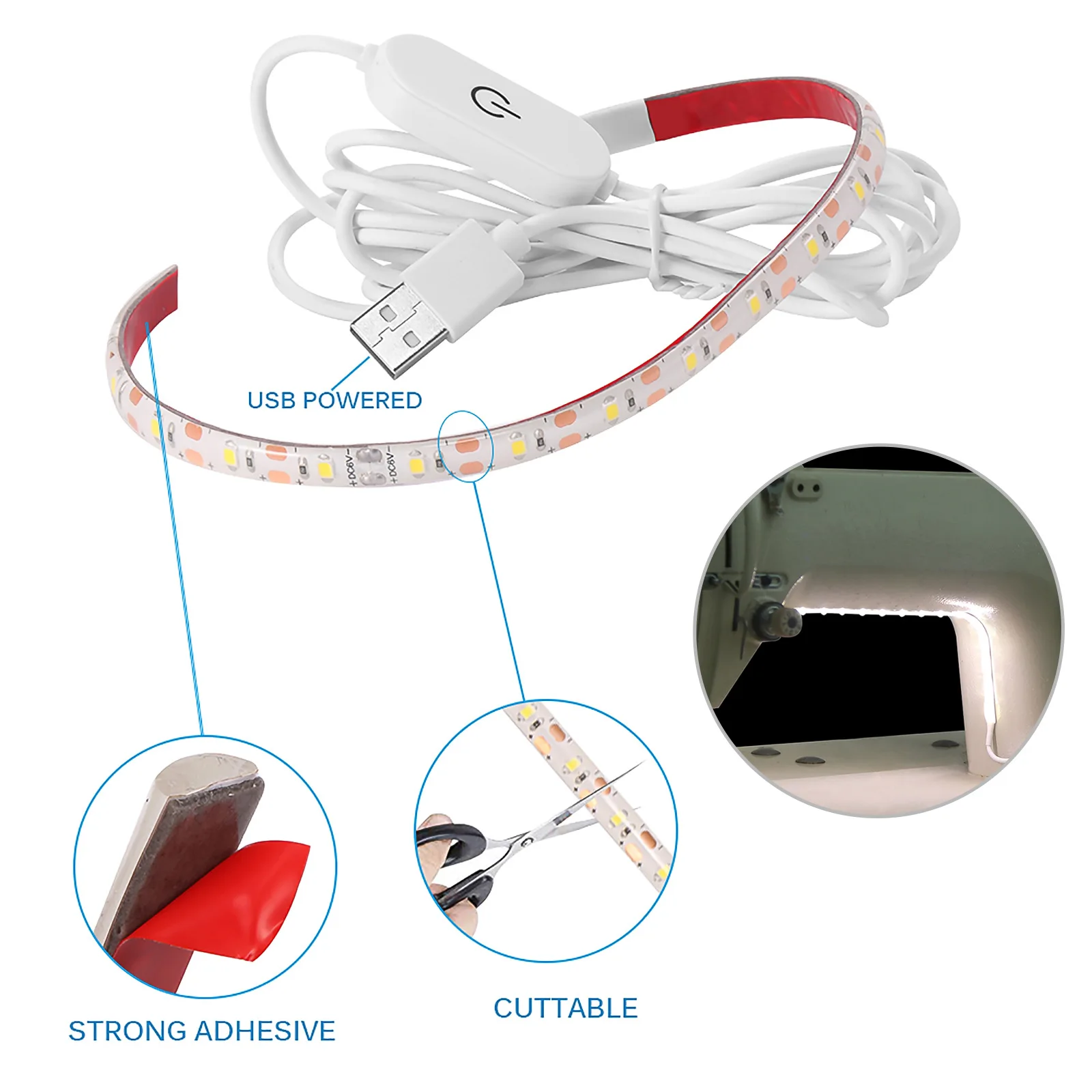 2024 Sewing Machine LED Light Strip Light Kit DC 5V Flexible USB Sewing Light Industrial Machine Working LED Lights