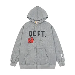 Dept Print Fashion Brand Letter Design Zip Oversized Hoodies Zipper Cardigan Hooded for Man and Women