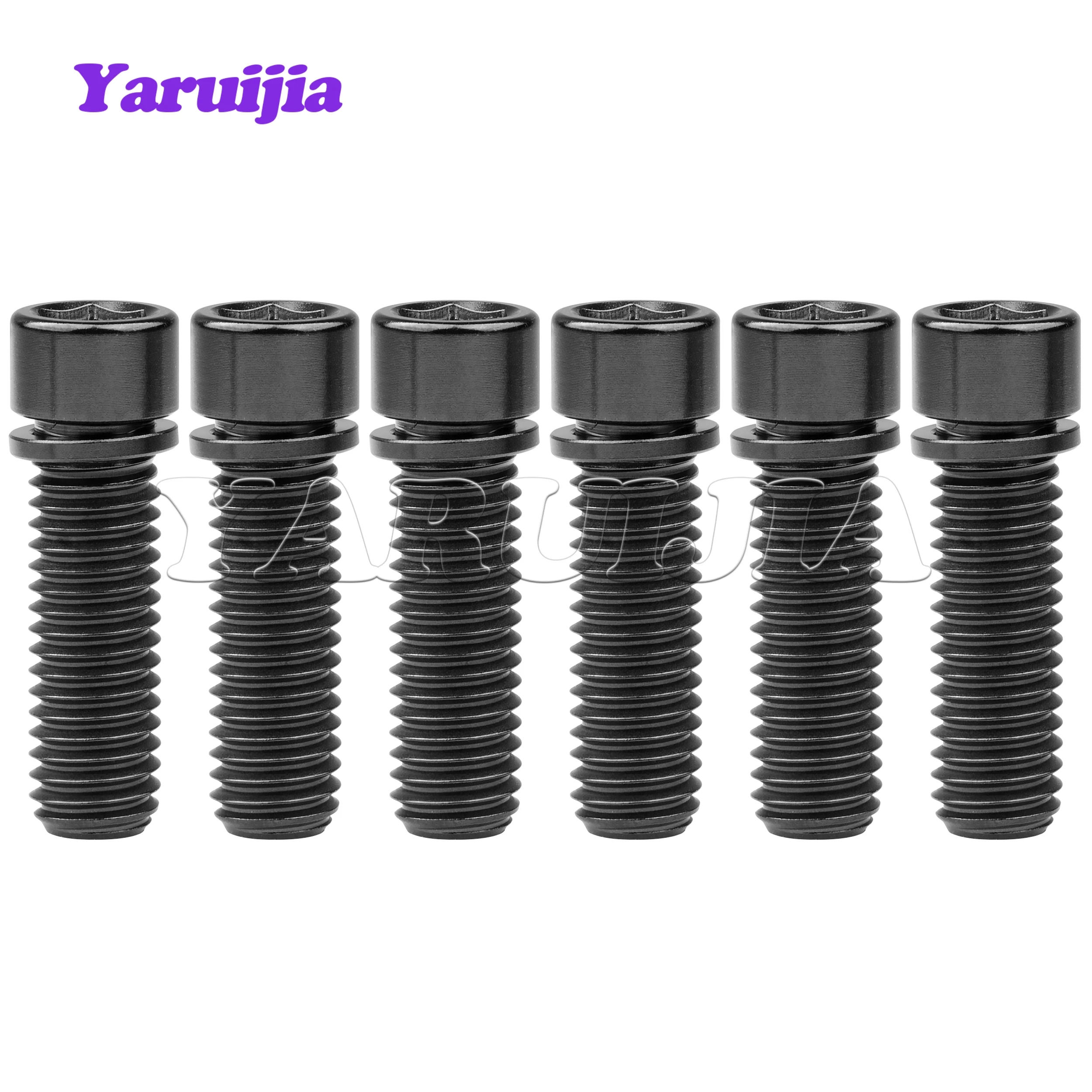Yaruijia 6PCS ไทเทเนียม Bolt M7/M8x20/25mm Allen ทรงกระบอกหัวปะเก็นสกรูสําหรับจักรยาน fix อุปกรณ์เสริม