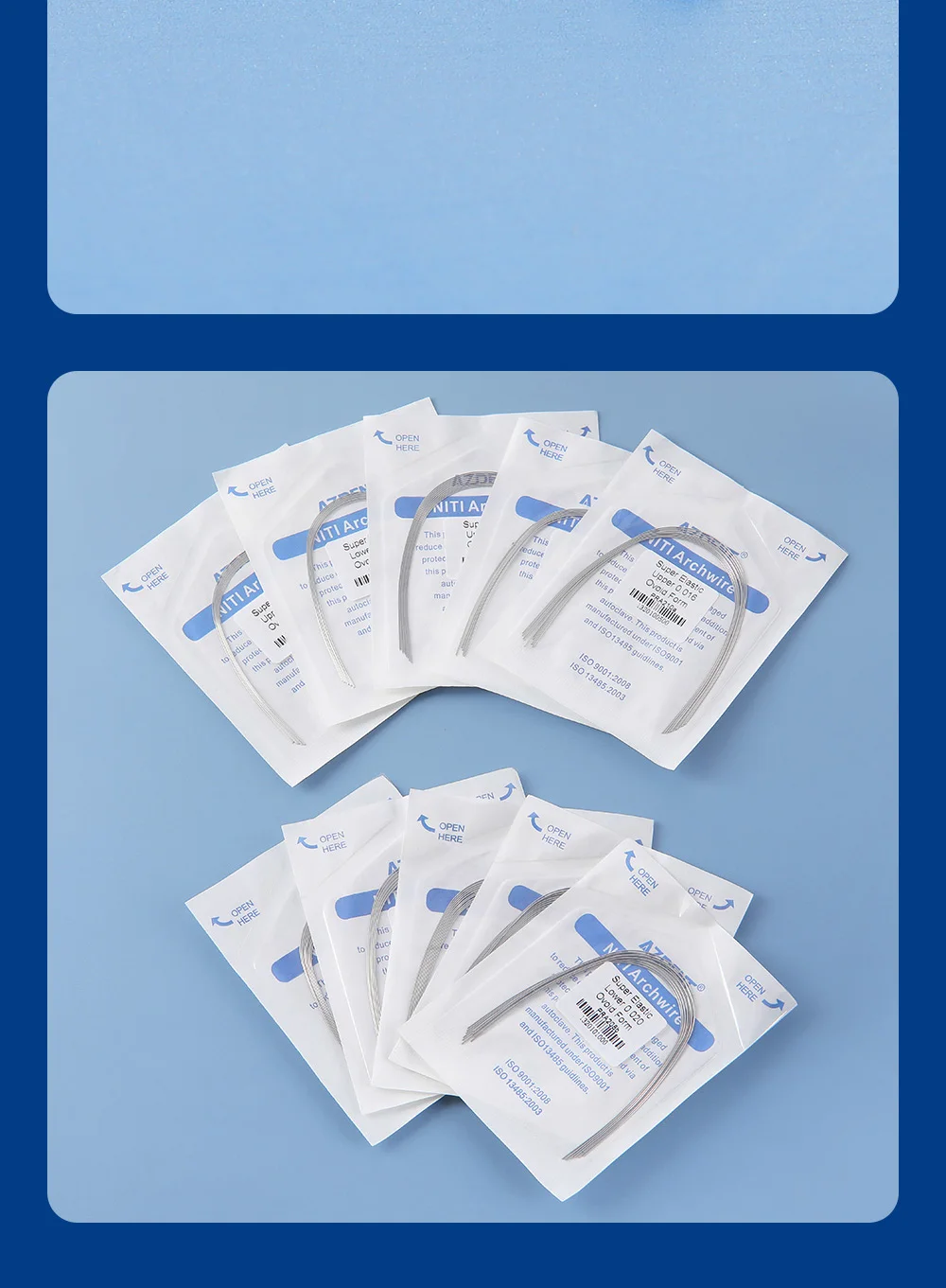 10 Packungen AZDENT Dental Kieferorthopädische Bogendrähte, superelastisch, rund, rechteckig, eiförmige Form, Bogendraht, obere und untere Zahnheilkunde – Detail 10