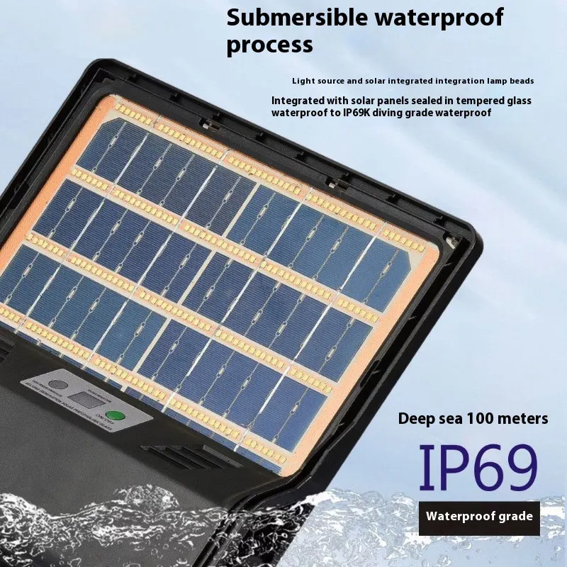 New Solar Outdoor Lights High Bright LED Floodlights Human Body Sensor Garden Street Lamp with Double-sided Solar Panel