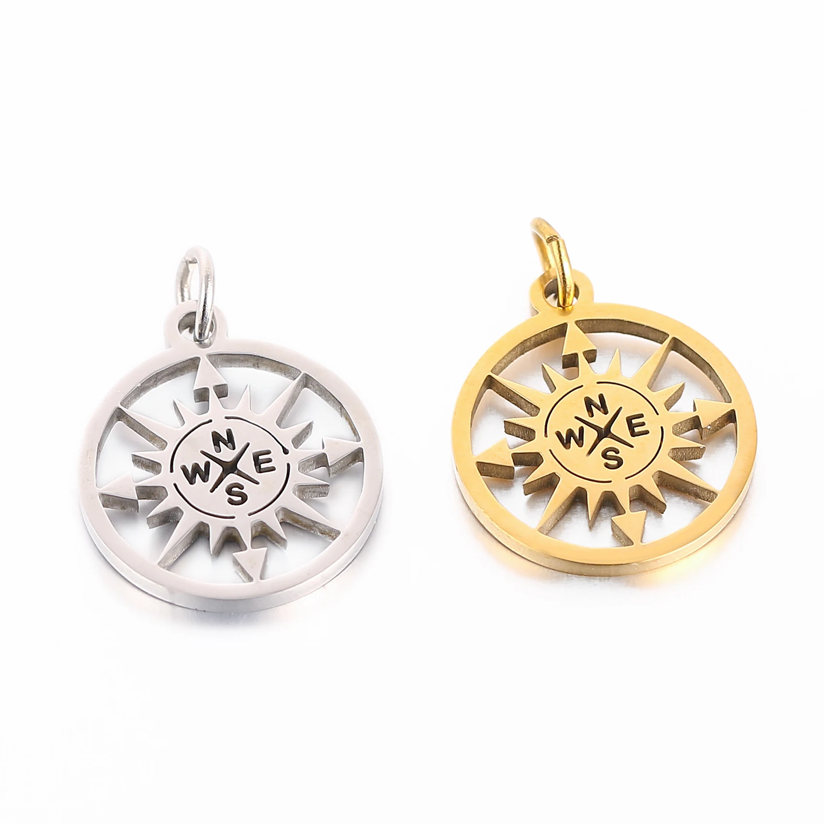 5pcs nautischer Kompass Charms Edelstahl Hawaii Sea Charm Anhänger DIY hand gefertigten Schmuck für Ohrringe Armband Halskette machen – Detail 2