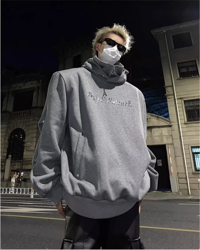 

Мужская толстовка Starry Night с дизайнерскими накладками на плечах, двойным слоем и высоким воротником, премиум-класса, модная верхняя одежда для осени и зимы