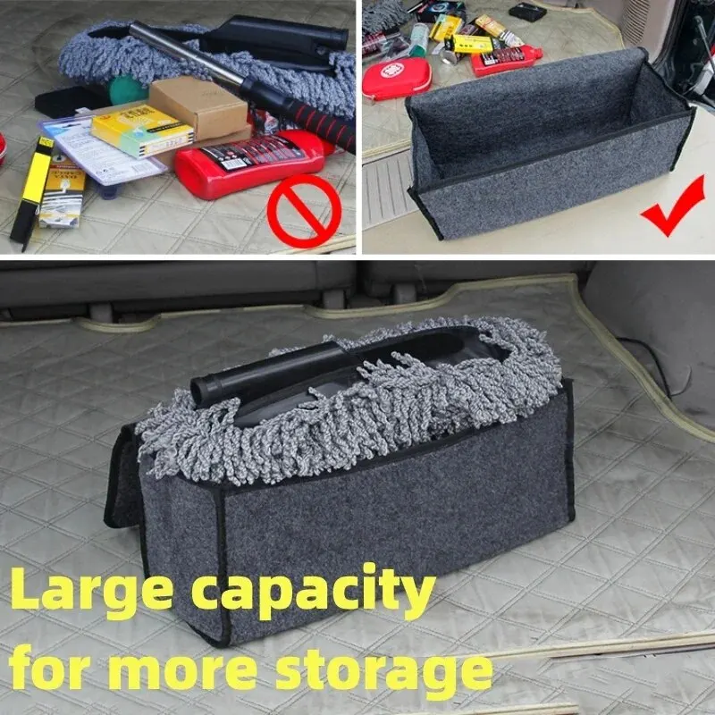 Large Anti Slip Compartment Boot Storage Organizer Tool Car Storage Bag Car Trunk Organizer Soft Felt Storage Box Accessories image 3