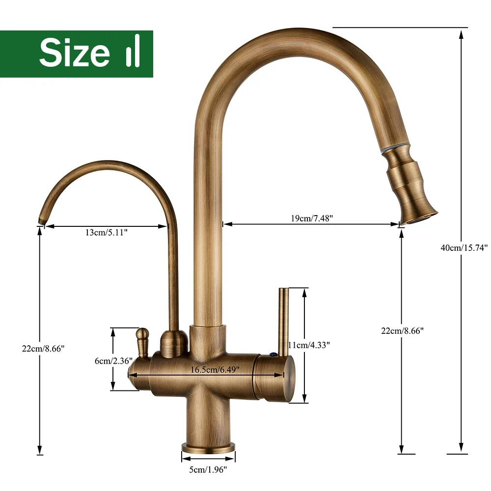 Antique Brass Put out Sprayer Mixer Tap Touch Sensor Filter Water Kitchen Faucet  with Swivel Pure Water Crane for Kitchen