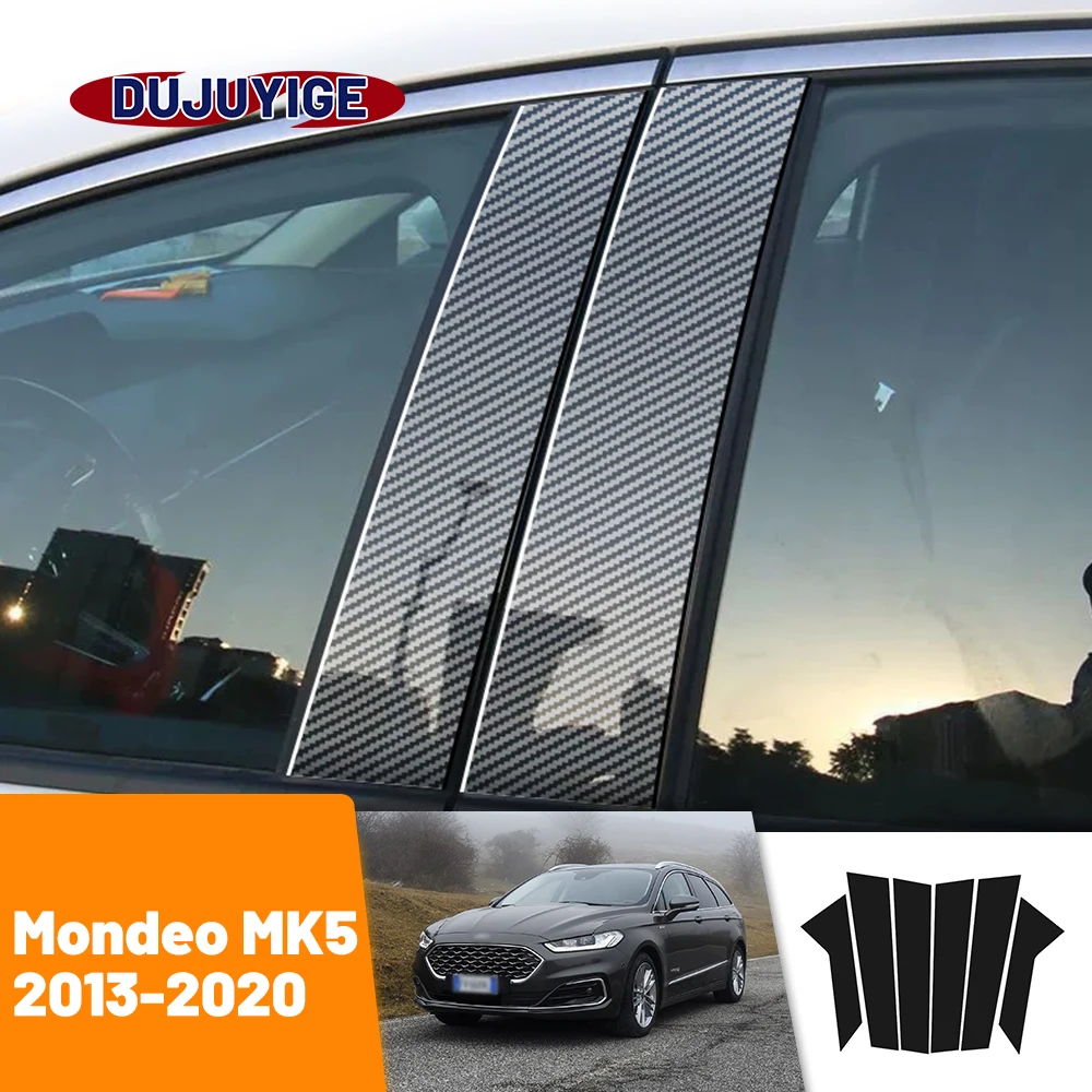 

For Ford Mondeo MK5 2013-2020 2014 2015 2016 2017 Carbon Fiber Window Door Column Deal B C Pillar Post Cover Trim Sticker