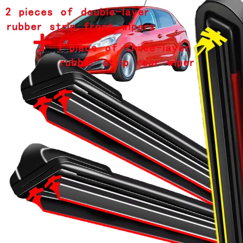 

For Peugeot 208 2012-2018 2013 2014 2015 2016 2017 Wiper Front&Rear Wiper Blades Windshield Windscreen Window Brushes 26"16"14"