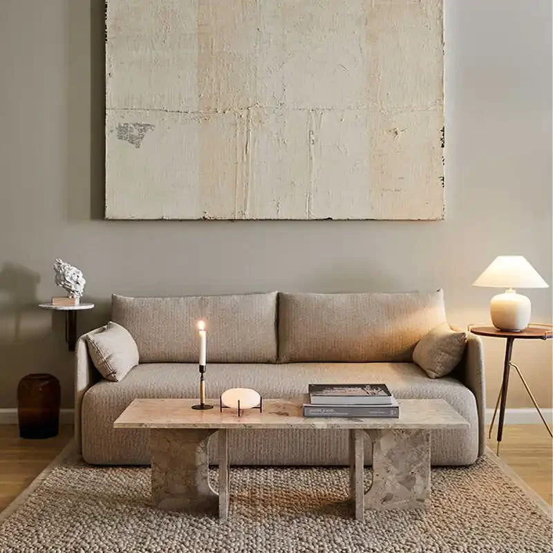 Salon moderne simple petit appartement ménage italien minimaliste tissu canapé