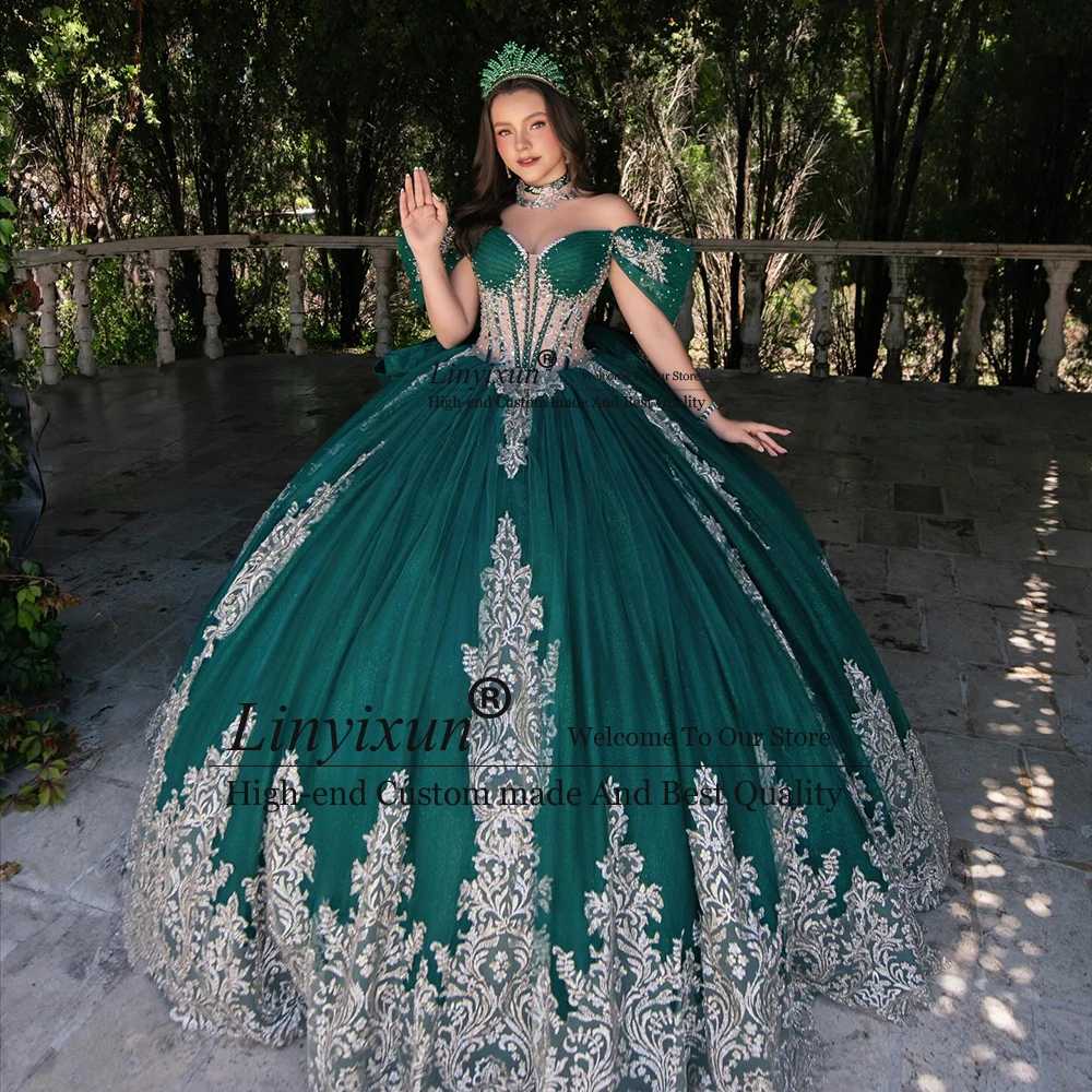 

Princess Applique Quinceanera Dresses 2025 Crystal Ball Gowns for Girl Sweet 16 Birthday Party Customized vestido 15 años azul