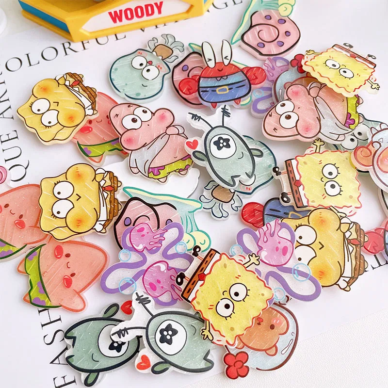 Kawaii Spongeboes Patrick Star Squidward Tentacles Cartoon Cute Diy Brooch Hair Accessories Acrylic Patch Anime Toys for Girls