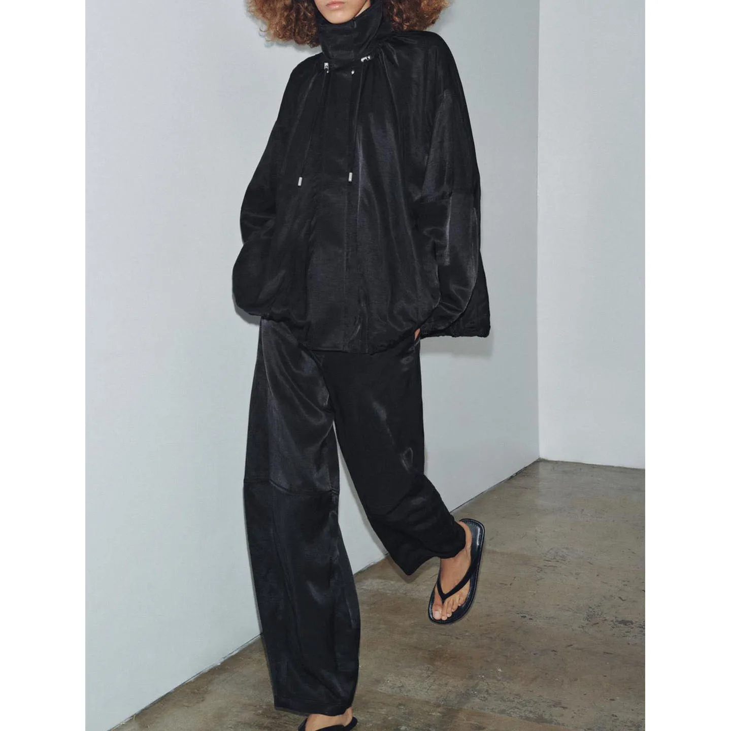 Ele المرأة الطيار Jaet الخريف وصول جديد عالية الياقة طويلة Sve Gored هيم ort ملابس خارجية البوليستر النايلون Cosite F...