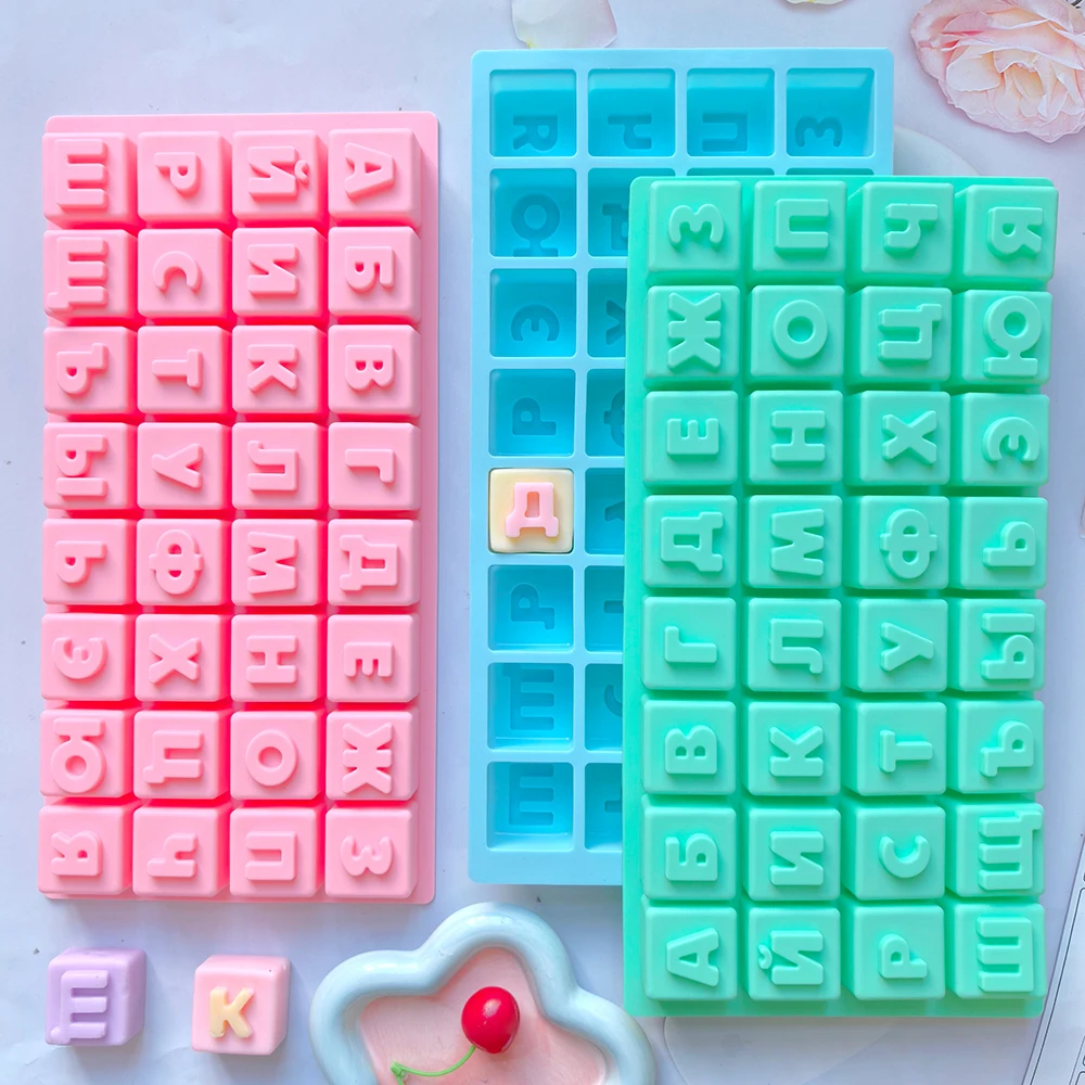 1pc Russian alphabet chocolate candy mold non stick Happy Birthday cake decoration party baking mold