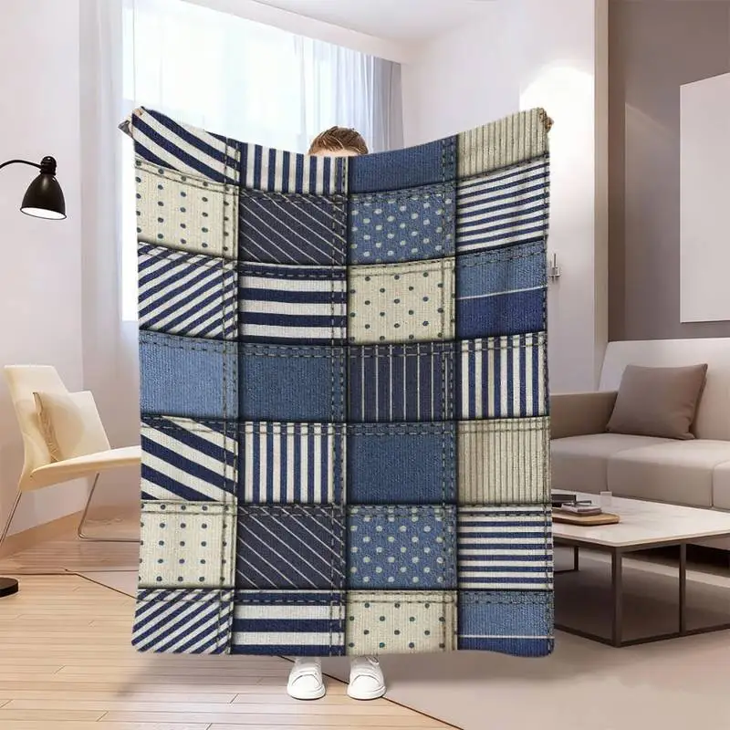 

Винтажный плед с джинсовым принтом, легкий и теплый, для спальни и гостиной, повседневный декор для дома, подарок