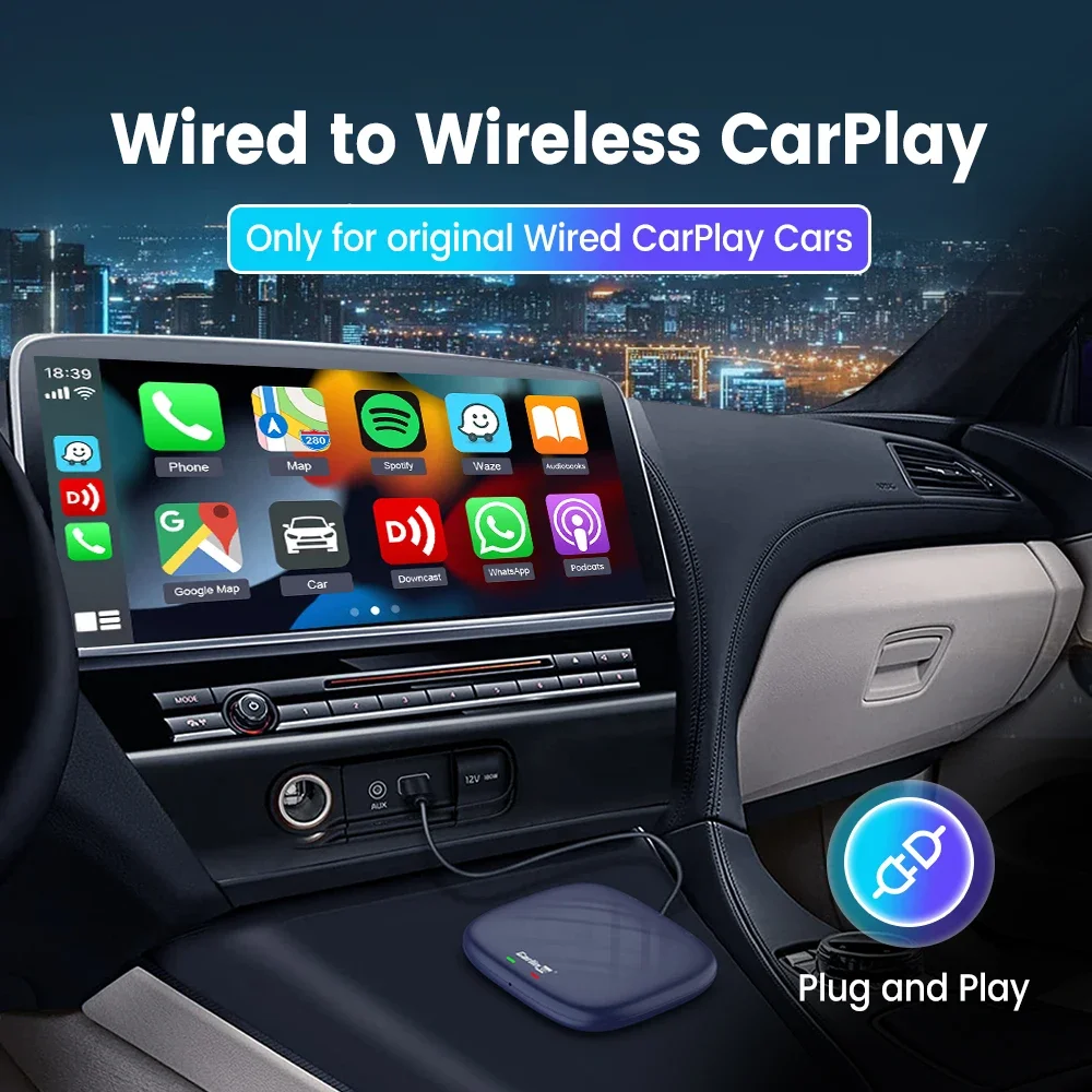 CarlinKit-Dongle CarPlay Ai Box, Android 13, 8 cœurs, sans fil, Android Auto, processeur Qualcomm QCM6125 /6225, Netflix et YouTube