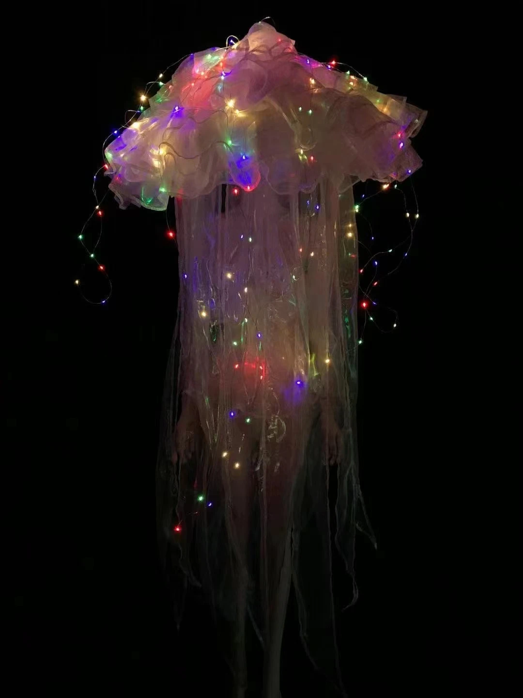 LED jellyfish umbrella luminous umbrella headwear stage performance Valentine\'s day jellyfish nightclub bar gogo costumes